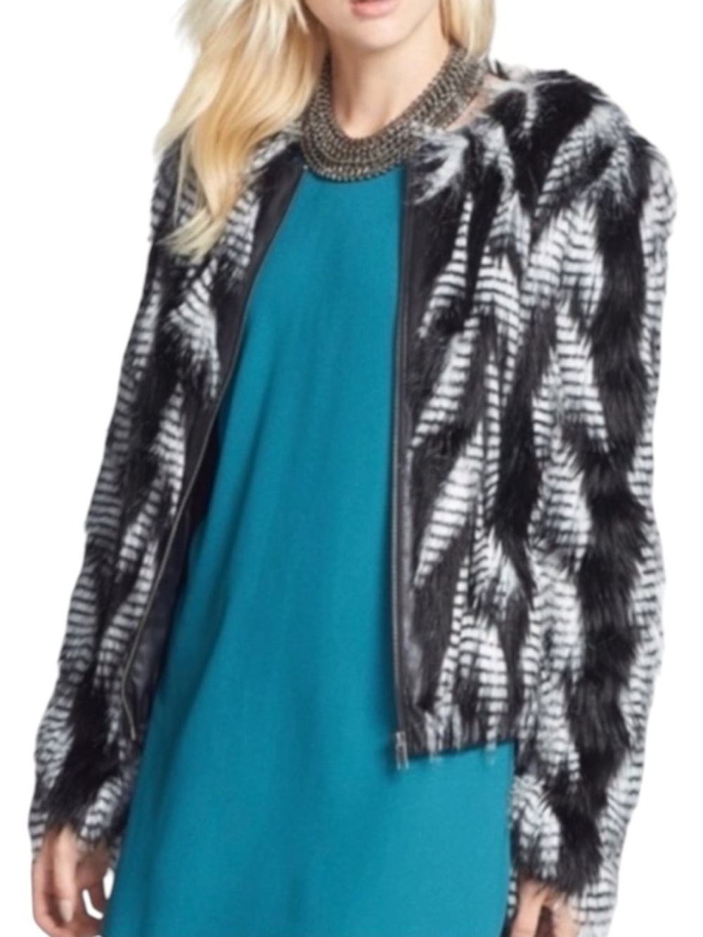 ANTHROPOLOGIE LEITH Faux Fur Trendy Jacket Size Small— It’s STUNNING!!!